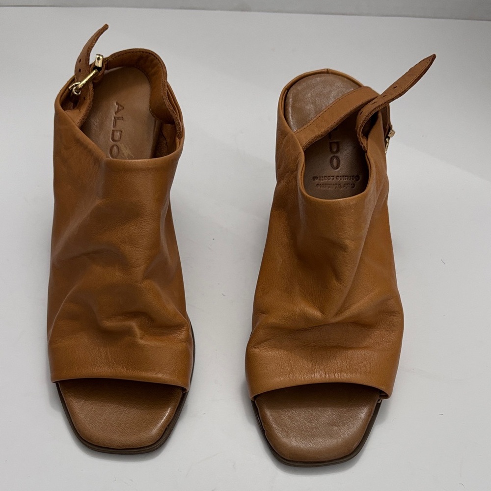 Aldo Women's Brown Leather Open-Toe Mules size (6)